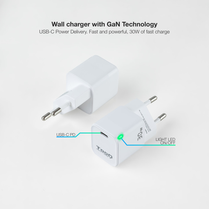 TooQ TQWC-GANPD30WT carregador de dispositivos móveis Branco Interior