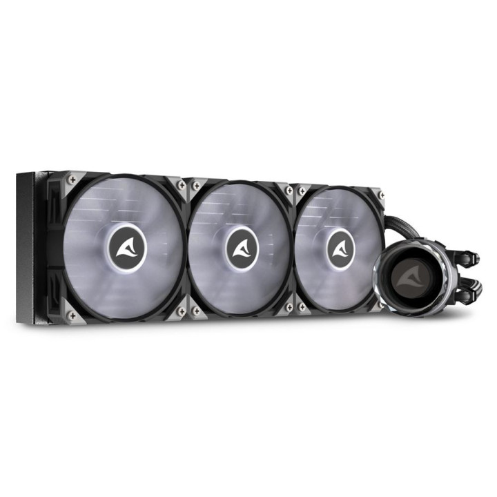 Sharkoon S90 RGB Caixa de computador, Processador Refrigerador líquido all-in-one 12 cm Preto 1 unidade(s)