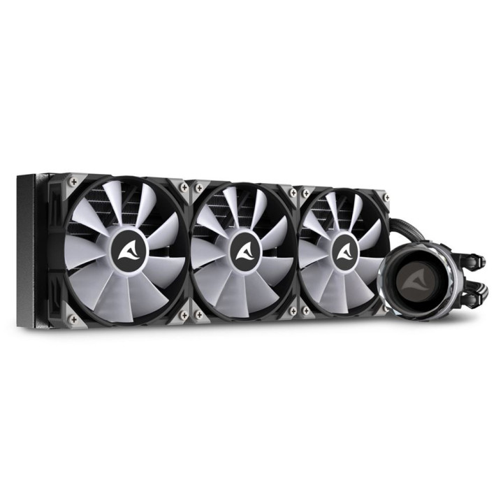 Sharkoon S90 RGB Caixa de computador, Processador Refrigerador líquido all-in-one 12 cm Preto 1 unidade(s)