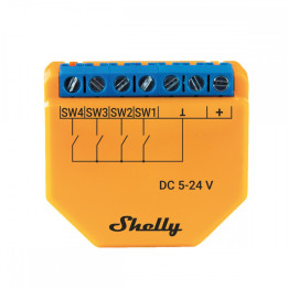Shelly Plus i4 DC relé de energia Laranja