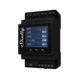 Módulo de Automação Shelly Pro 4PM Wi-Fi/Bluetooth/RJ-45 Preto
