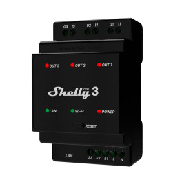 Shelly Pro 3 relé de energia Preto
