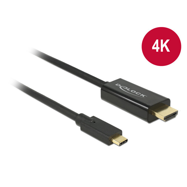 DeLOCK 85259 adaptador de cabo de vídeo 2 m USB Type-C HDMI Preto