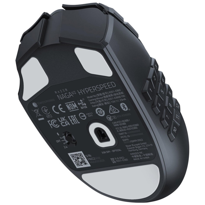 Rato Razer Naga V2 HyperSpeed RF Wireless + Bluetooth Ótico 30000 DPI