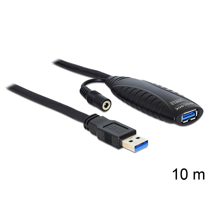 DeLOCK USB3.0-A - USB3.0-A, 10m cabo USB USB 3.2 Gen 1 (3.1 Gen 1) USB A Preto