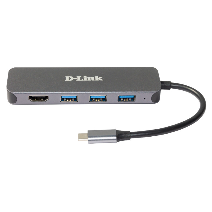 D-Link DUB-2333 base & duplicador de portas Com fios USB Type-C Cinzento