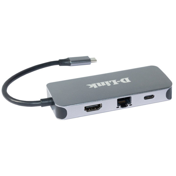 D-Link DUB-2335 base & duplicador de portas Com fios USB Type-C Cinzento