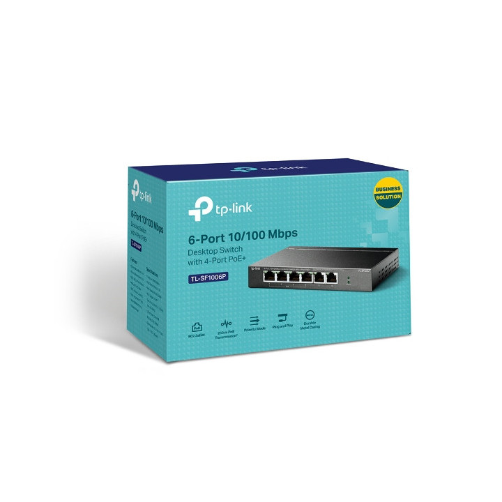 TP-Link TL-SF1006P switch de rede Não-gerido Fast Ethernet (10 100) Power over Ethernet (PoE) Preto