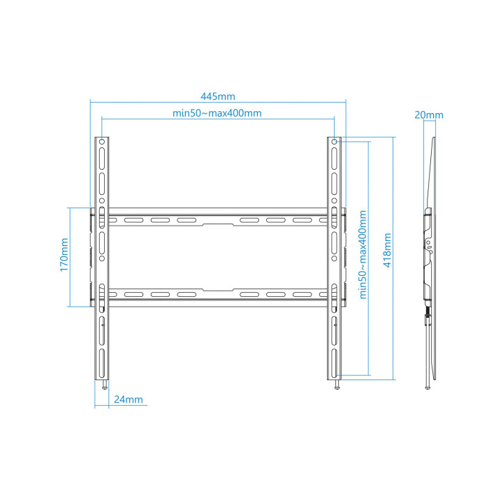 TooQ LP1070F-B suporte para TV 177,8 cm (70") Preto