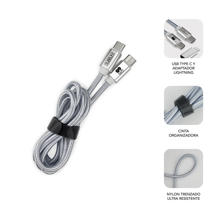 SUBBLIM SUBCHG-3WPD10 carregador de dispositivos móveis Prateado, Branco Interior