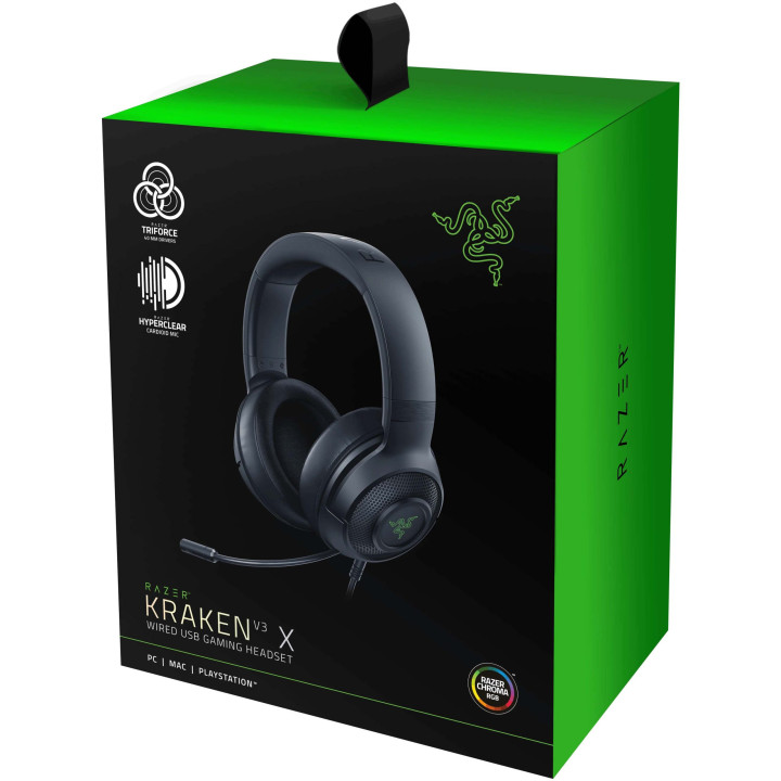 Headset Gaming Razer Kraken V3 X USB Type-A Preto