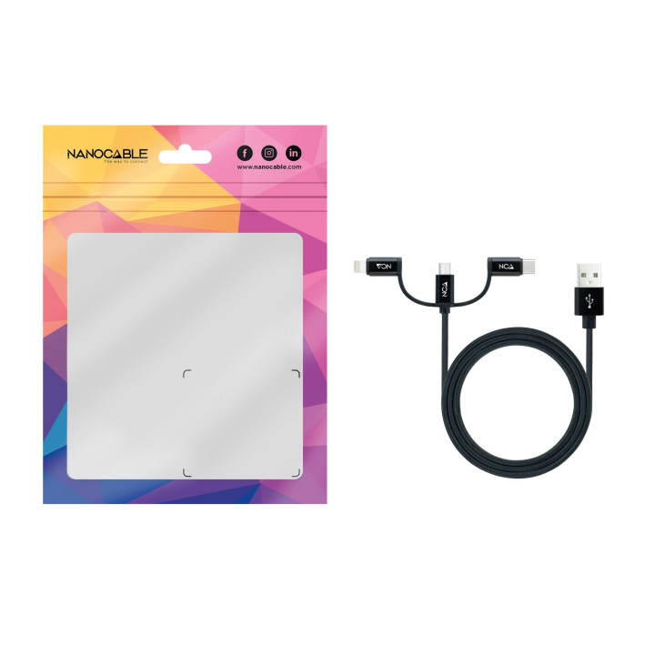 Nanocable 10.01.3200 cabo USB 1 m USB 2.0 USB A Micro-USB B Preto