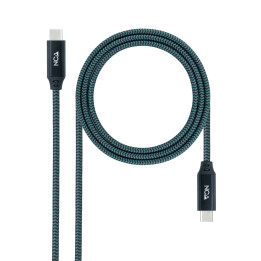 Nanocable 10.01.4301-COMB cabo USB 1 m USB4 Gen 2x2 USB C Verde-azulado, Preto, Cinzento