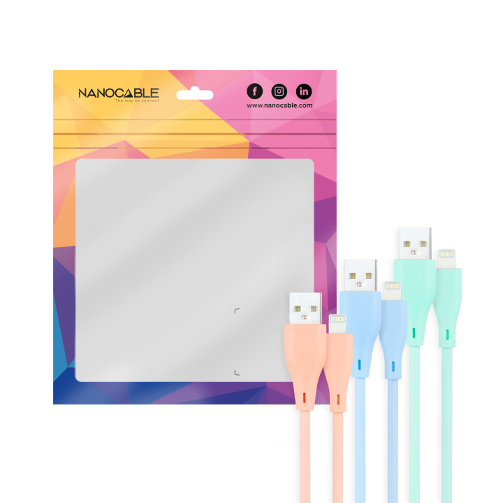 Nanocable 10.10.0401-A1 cabo Lightning 1 m Azul, Verde, Rosa