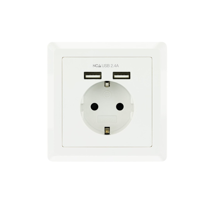 Nanocable 10.35.0010 tomada CEE 7 3 + USB Branco