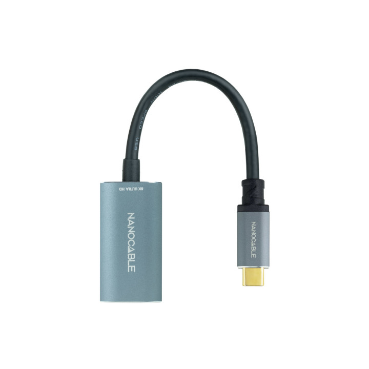 Nanocable 10.16.4104-G adaptador de cabo de vídeo 0,15 m USB Type-C DisplayPort Cinzento