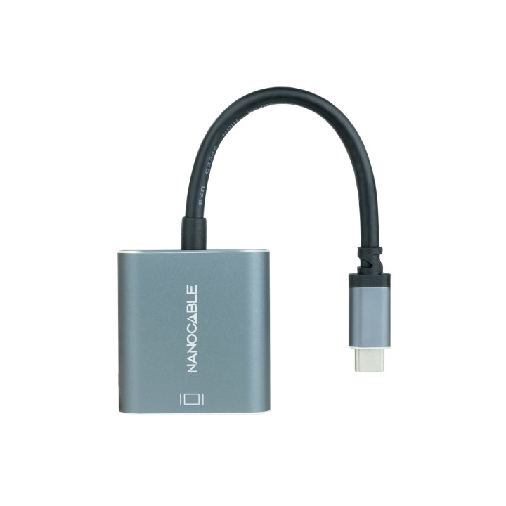 Nanocable 10.16.4103-G adaptador de cabo de vídeo 0,15 m USB Type-C DVI-D Cinzento