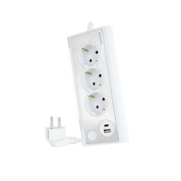 Nanocable 10.37.0013-W extensão elétrica 1,5 m 3 tomada(s) CA Interior Alumínio, Branco