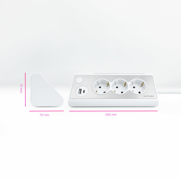 Nanocable 10.37.0013-W extensão elétrica 1,5 m 3 tomada(s) CA Interior Alumínio, Branco