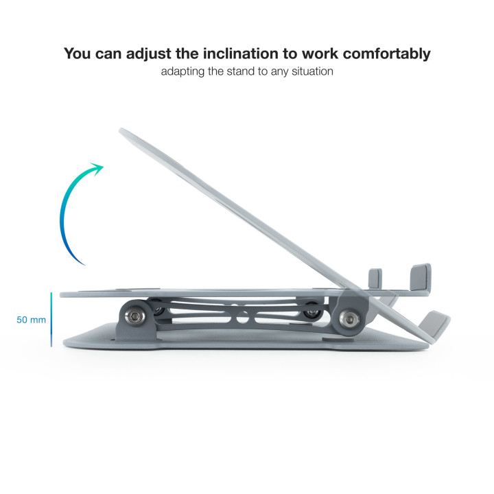 TooQ TQLRS0012-AL-G Suporte para Computadores Portáteis Suporte para portáteis e tablets Cinzento 43,9 cm (17.3")