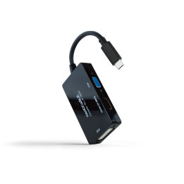Nanocable 10.16.4301-ALL adaptador de cabo de vídeo 0,2 m USB Type-C DVI-D + VGA (D-Sub) + HDMI Preto