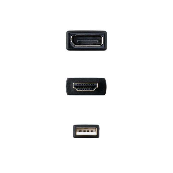 Nanocable 10.16.0205 adaptador de cabo de vídeo 0,2 m HDMI + USB Type-A DisplayPort Preto