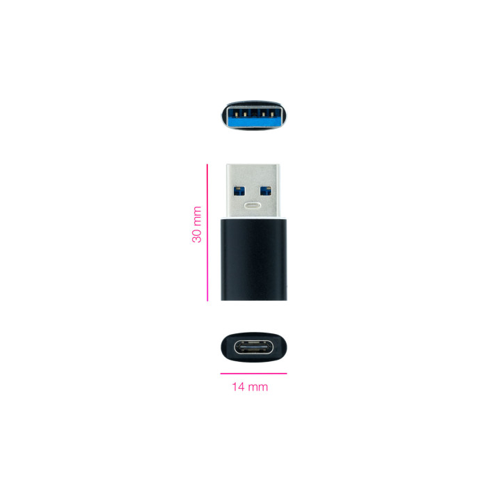 Nanocable 10.02.0012 adaptador para cabos USB C USB A Preto