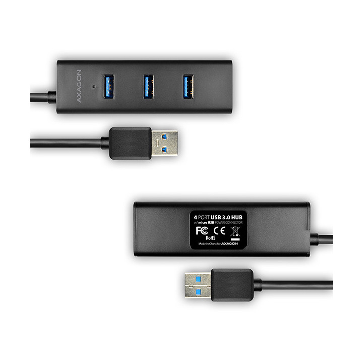 Axagon HUE-S2B hub de interface USB 3.2 Gen 1 (3.1 Gen 1) Type-A 5000 Mbit s Preto