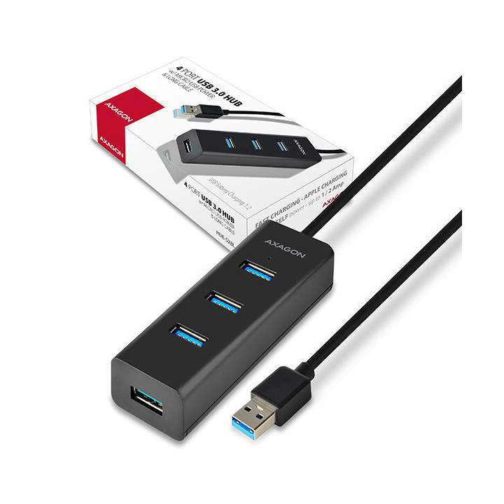 Axagon HUE-S2BL hub de interface USB 3.2 Gen 1 (3.1 Gen 1) Type-A 5000 Mbit s Preto