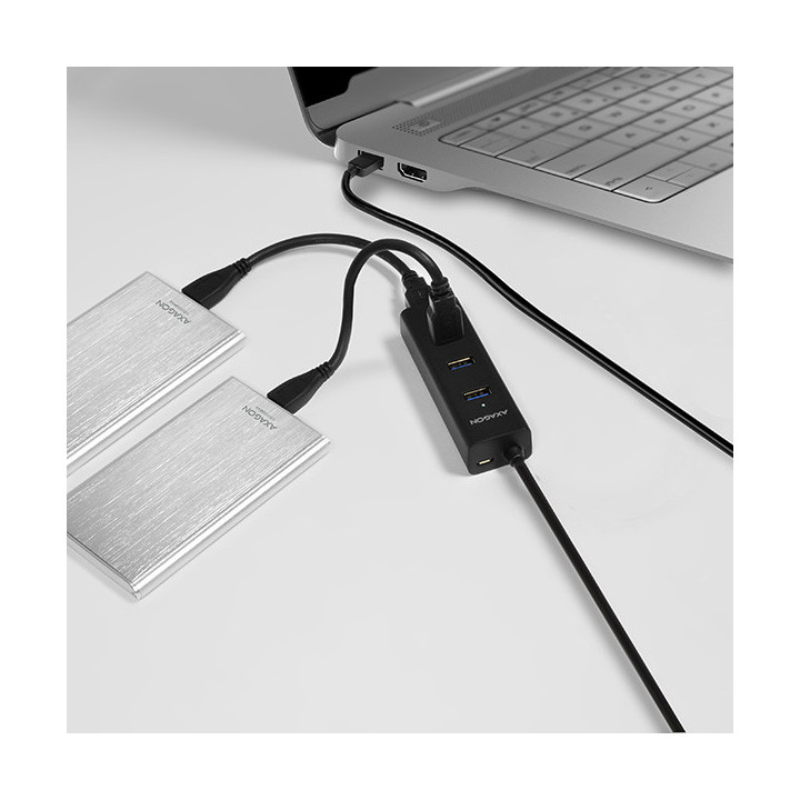 Axagon HUE-S2BL hub de interface USB 3.2 Gen 1 (3.1 Gen 1) Type-A 5000 Mbit s Preto