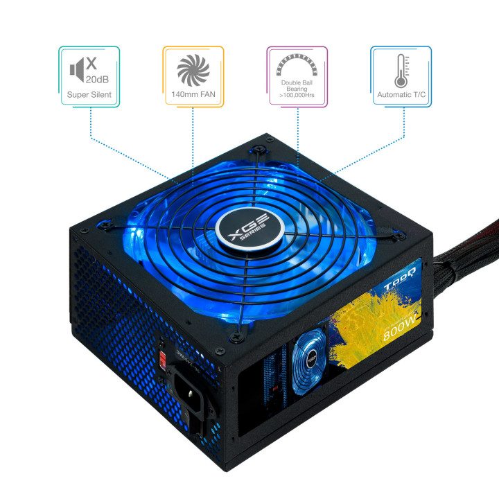 TooQ TQXGEII-800SAP fonte de alimentação 800 W 20+4 pin ATX ATX Preto