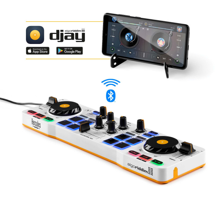 Hercules DJControl Control MIX Bluetooth Pour Smartphone et tablettes ( Andoid e 2 canais Preto, Branco, Amarelo