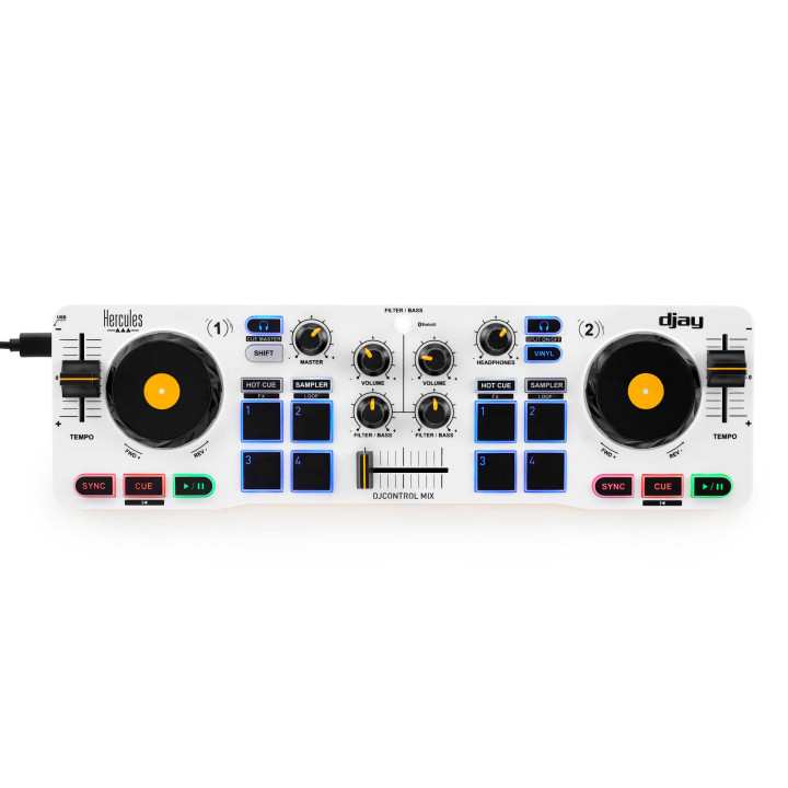 Hercules DJControl Control MIX Bluetooth Pour Smartphone et tablettes ( Andoid e 2 canais Preto, Branco, Amarelo