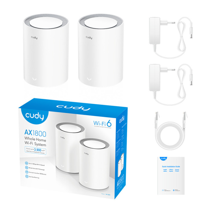 Cudy AX1800 Dual-band (2,4 GHz   5 GHz) Wi-Fi 6 (802.11ax) Branco 1 Interno