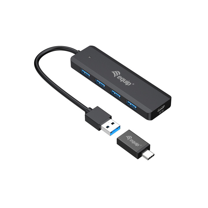 Equip 128959 hub de interface USB 3.2 Gen 1 (3.1 Gen 1) Type-A 5000 Mbit s Preto