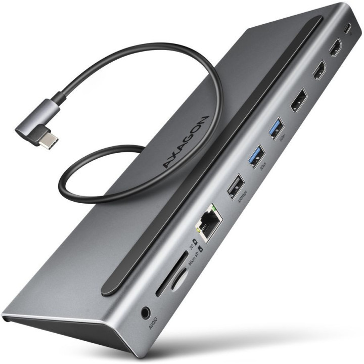 Multiport-Hub AXAGON HMC-4KX3 USB 3.2 Gen 1 hub DP + 2x HDMI + GLAN PD 3x USB-A ports Memory Card Reader e Audio Output