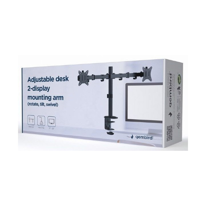 Suporte de Mesa 17" a 32" Gembird MA-D2-01 Duplo Articulado Preto