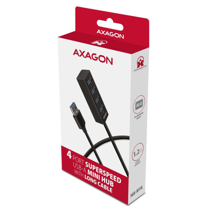 USB-A-Hub AXAGON HUE-M1AL 4x USB 3.2 - 1.2m