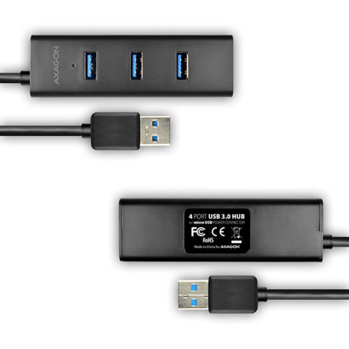 Axagon HUE-S2BL hub de interface USB 3.2 Gen 1 (3.1 Gen 1) Type-A 5000 Mbit/s Preto