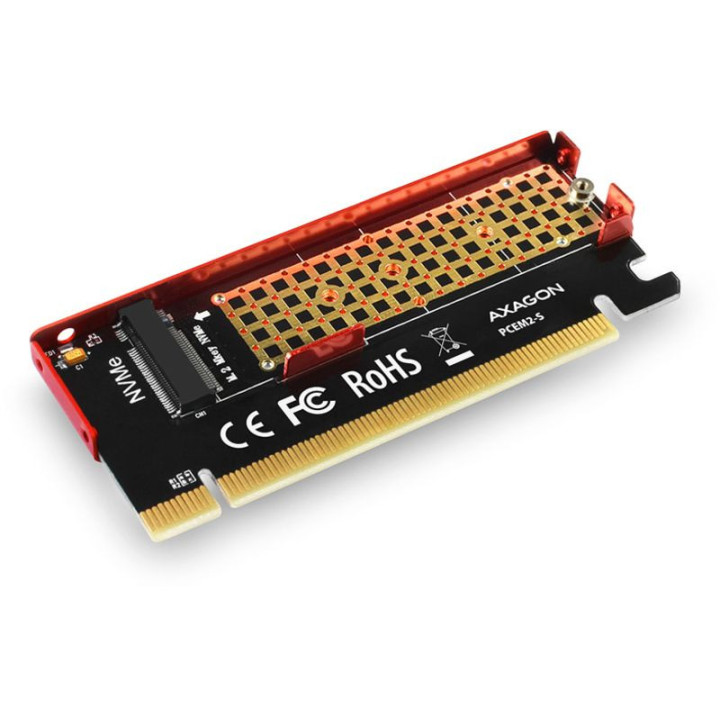Adaptador PCIe-3.0-x16 AXAGON PCEM2-N 1x M.2/NVMe/SSD com dissipador