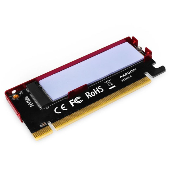 Adaptador PCIe-3.0-x16 AXAGON PCEM2-N 1x M.2/NVMe/SSD com dissipador