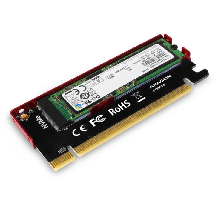 Adaptador PCIe-3.0-x16 AXAGON PCEM2-N 1x M.2/NVMe/SSD com dissipador