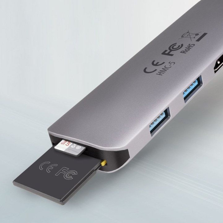 Multiport-USB-C Hub AXAGON HMC-5 2xUSB A 1x MicroSD/SD 1xHDMI 2xUSB-C