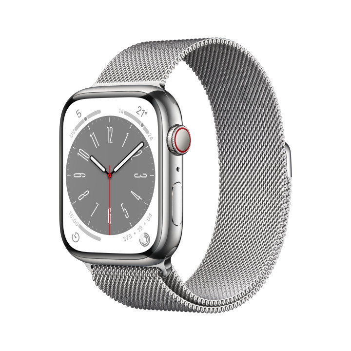 Apple Watch Series 8 OLED 45 mm Digital 396 x 484 pixels Ecrã táctil 4G Prateado Wi-Fi GPS