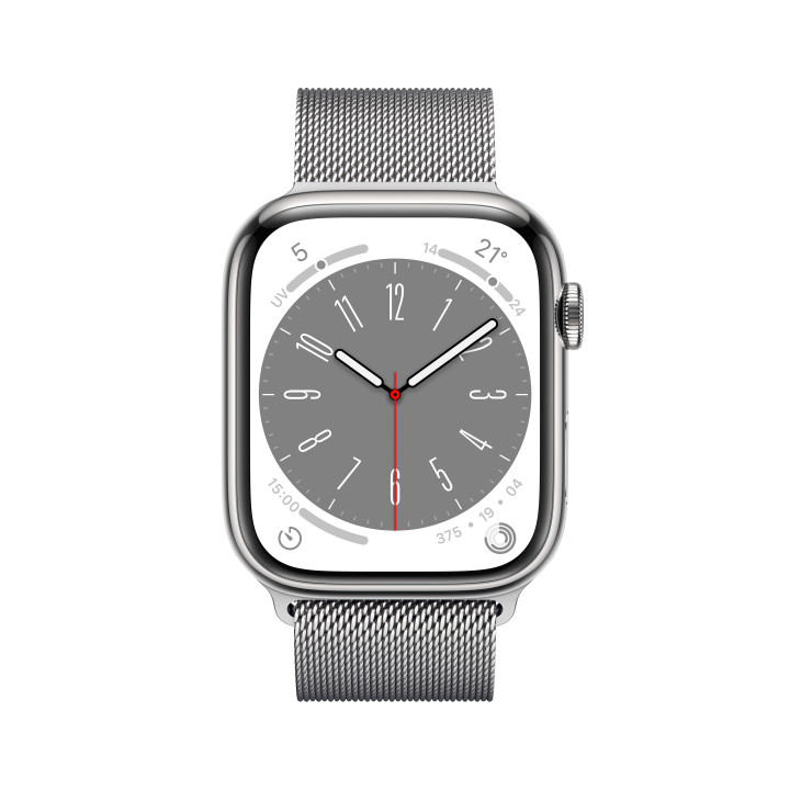 Apple Watch Series 8 OLED 45 mm Digital 396 x 484 pixels Ecrã táctil 4G Prateado Wi-Fi GPS