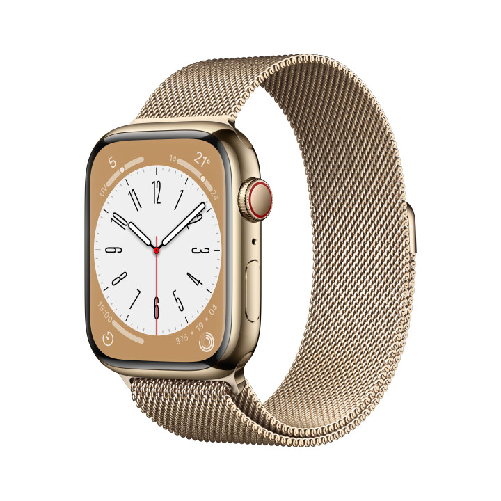 Apple Watch Series 8 OLED 45 mm Digital 396 x 484 pixels Ecrã táctil 4G Dourado Wi-Fi GPS