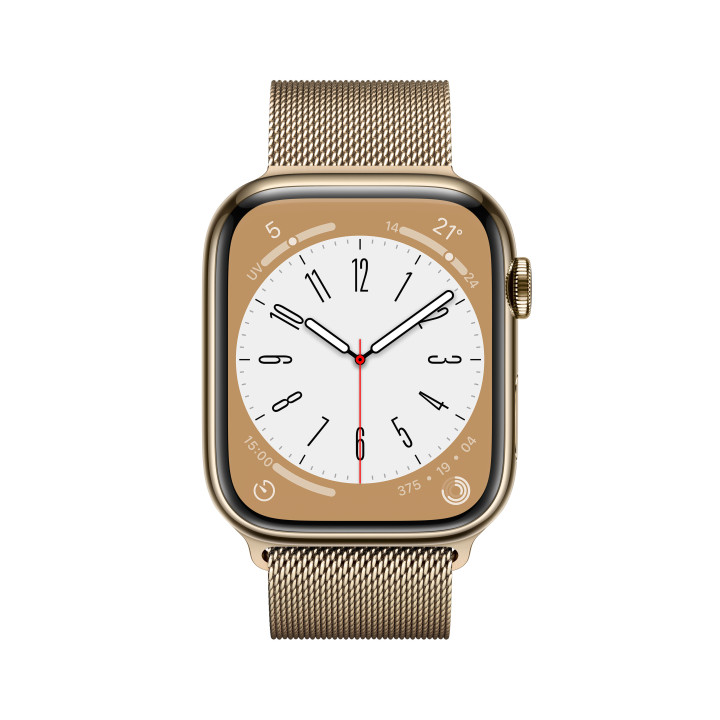 Apple Watch Series 8 OLED 45 mm Digital 396 x 484 pixels Ecrã táctil 4G Dourado Wi-Fi GPS