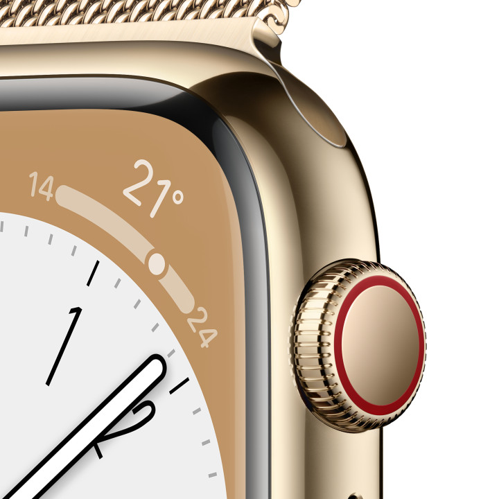 Apple Watch Series 8 OLED 45 mm Digital 396 x 484 pixels Ecrã táctil 4G Dourado Wi-Fi GPS
