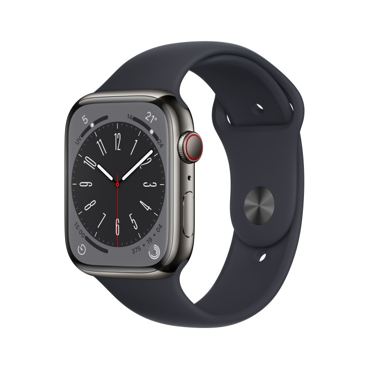 Apple Watch Series 8 OLED 45 mm Digital 396 x 484 pixels Ecrã táctil 4G Grafite Wi-Fi GPS