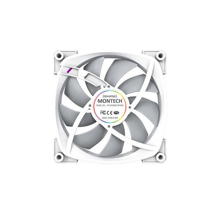 Ventoinha Montech RX120 PWM ARGB PWM 120mm Branco (Reversed Fan